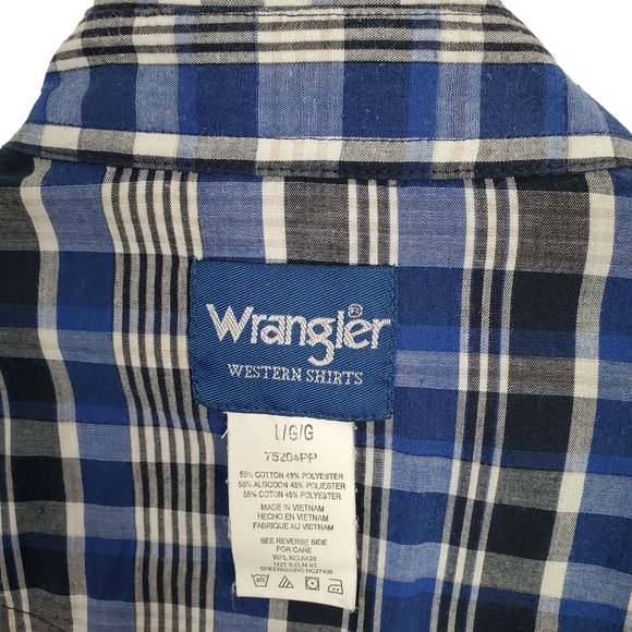 Wrangler Western Mens Size L Shirt Country Pearl Snap Long Sleeve Rodeo Cowboy - Picture 3 of 7